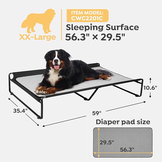 Veehoo Elevated Dog Bed with Washable Dog Pee Pads 100% Waterproof CWC2201CCP