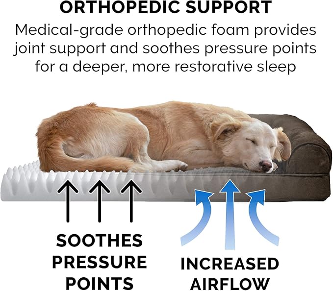 Furhaven Orthopedic Dog Bed for Large Dogs w/ Removable Bolsters & Washable Cover 95 lbs