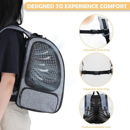 Petsfit Cat Backpack Carrier,Pet Carrier Backpacks Expandable with Great Ventilation,Fleece Mat,Perfect for Hiking,Camping Hold Pets Under 22 lbs