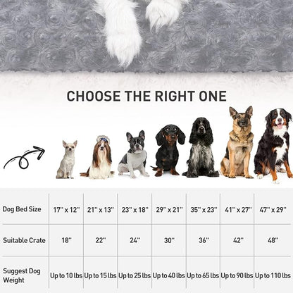 KSIIA Washable Dog Bed Deluxe Plush Dog Crate Beds Fulffy Comfy Kennel Pad Anti-Slip Pet Sleeping Mat for Large 53" x 36", Dark