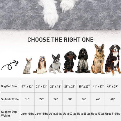 KSIIA Washable Dog Bed Deluxe Plush Dog Crate Beds Fulffy Comfy Kennel Pad Anti-Slip Pet Sleeping Mat for Large 29" x 21", Dark