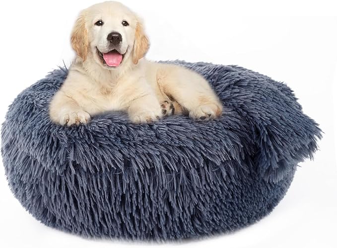 ShinHye Small Dog Bed Cat Bed Dog Bed with Blanket Plush Fluffy Hooded Dog Bed