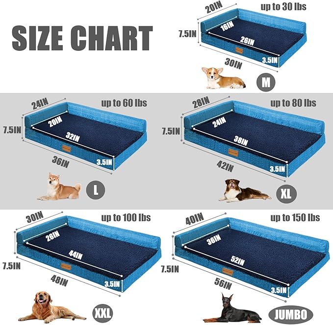 Patas Lague Orthopedic Dog Bed for Medium Dogs 36''X24''