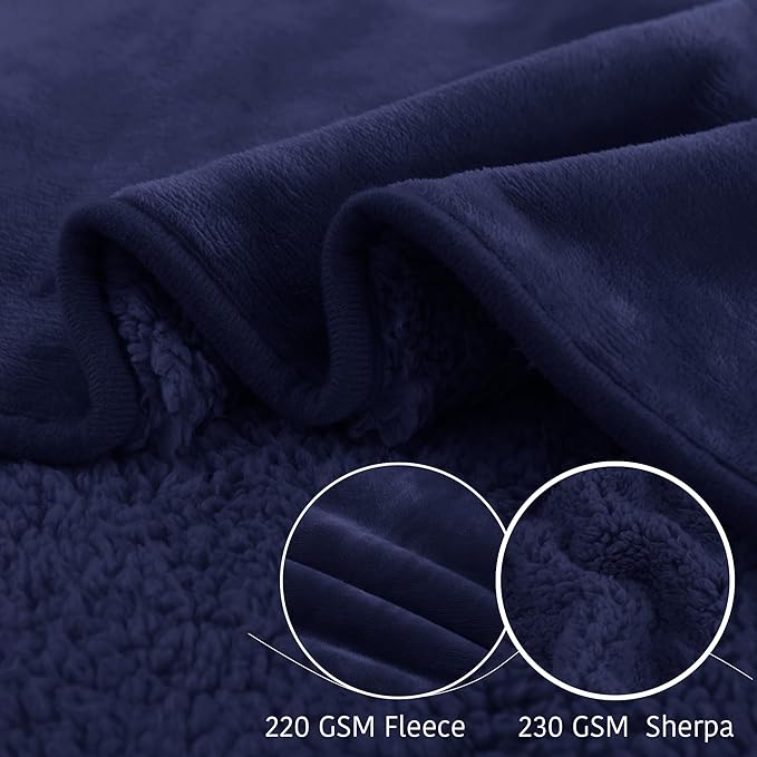 NICETOWN Dog Blankets for Large Dogs 50" x 60", Navy