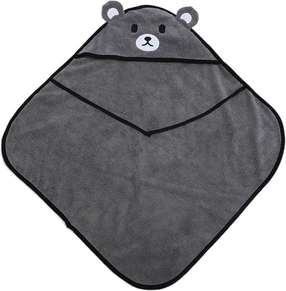 Goclothod Pet Hooded Bath Towel Puppy Drying Bath Towel Absorbent Bathrobe Warm Blanket Grey