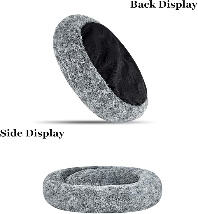 Coohom Oval Calming Donut Cuddler Dog Bed Bed(30"/36"/43") for (L(30"x24"x7"), Grey)