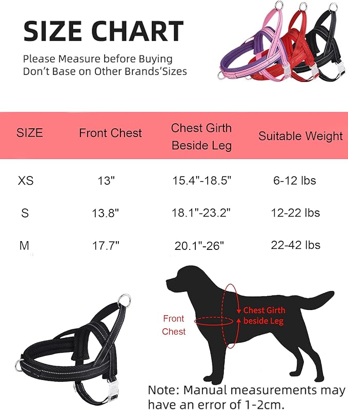 Black XS Dog Harness No Pull Dog Harness for Small Dogs Puppy Harness with Breathable Mesh Padded Adjustable Reflective Lightweight Escape Proof Dog Harness Small Sized Dog Easy Walk (Black