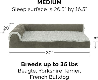 Furhaven Cooling Gel Dog Bed for Medium/Small Dogs w/ Removable Bolsters & Washable Cover 35 lbs