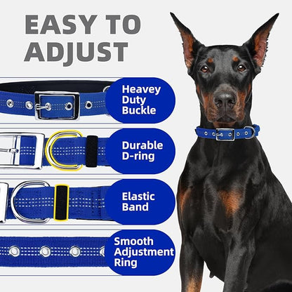 PUPTECK Heavy Duty Dog Collar with Handle Bungee for Small Medium Large Dogs