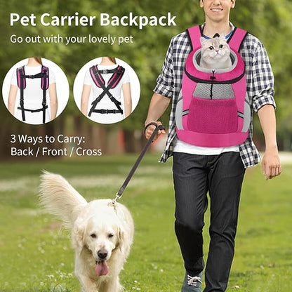 Dog Backpack Carrier, Front Chest Carrier for Cat Small Dogs, Pet Carrying Bag for Travel Hiking Cycling Outdoor Rose S