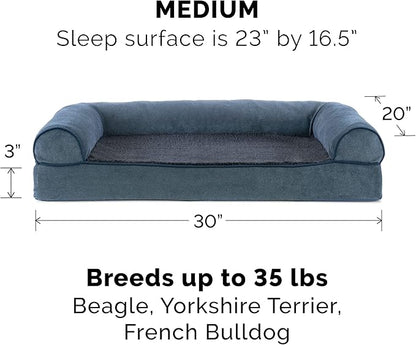 Furhaven Memory Foam Dog Bed for Medium/Small Dogs w/ Removable Bolsters & Washable Cover 35 lbs