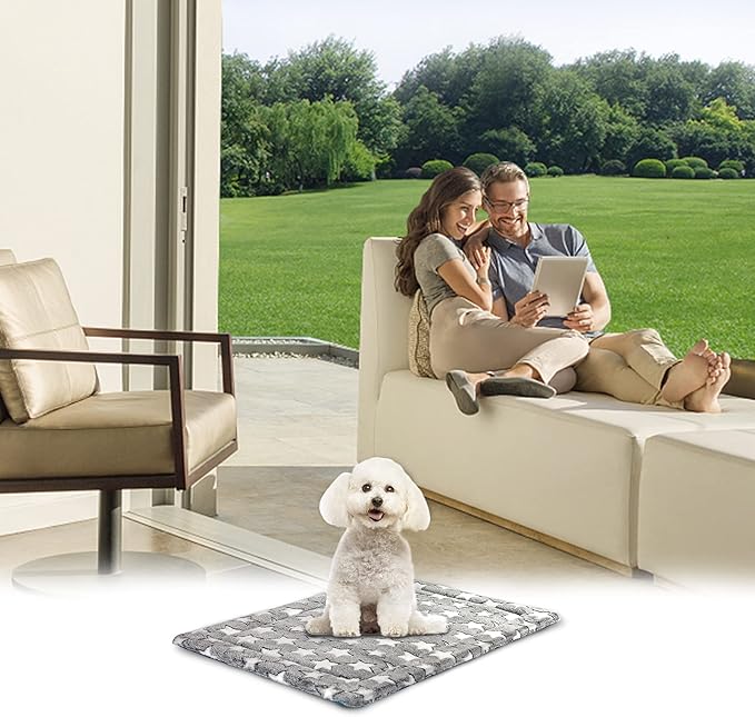 KROSER Fancy Dog Crate Pad Dog Bed Mat Reversible (Cool & Warm)