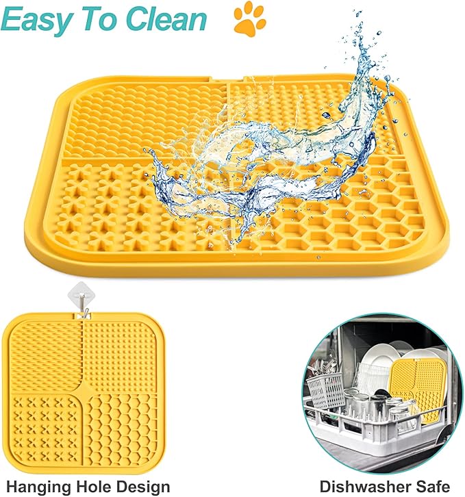 LUKITO 3PCS Licking Mat for Dogs & Cats with Suction Cups, Dog Peanut Butter Lick Pads for Anxiety Relief & Boredom Reducer, Slow Feeder Dog Bowls, Perfect for Bathing, Grooming and Training