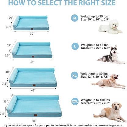 BFPETHOME Orthopedic Dog Beds for Large Dogs-Waterproof Sofa Dog Bed with Removable Washable Cover