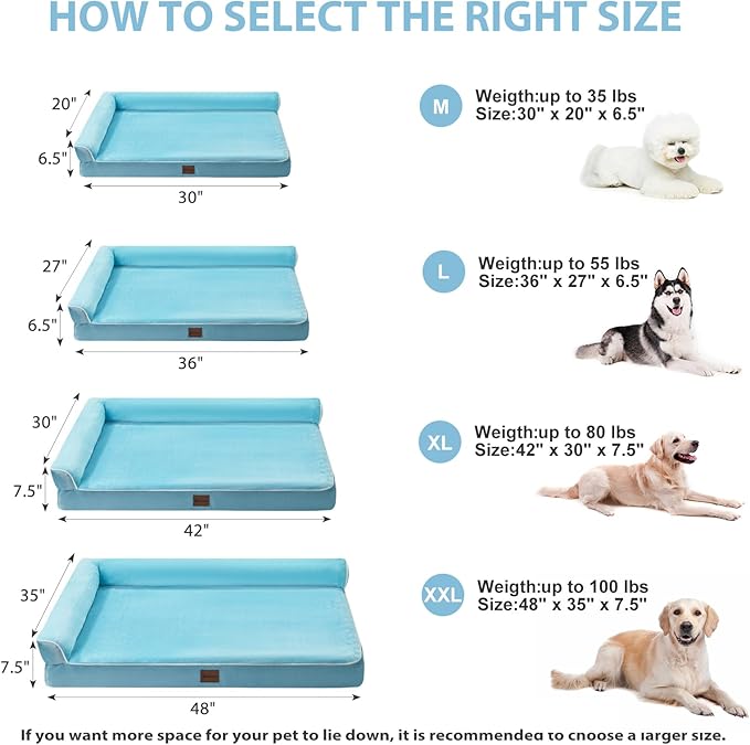BFPETHOME Orthopedic Dog Beds for Large Dogs-Waterproof Sofa Dog Bed with Removable Washable Cover