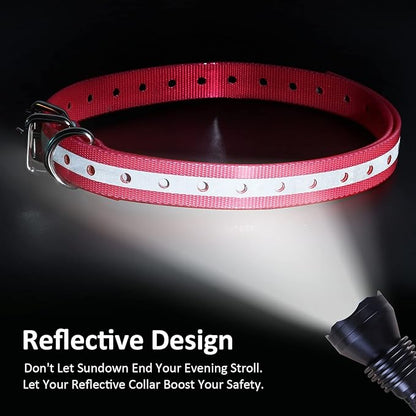 Replacement Collar Strap 3/4',Reflective,Adjustable,Metal Buckled,Waterproof Pack2)