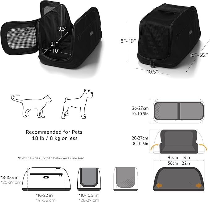 Sleepypod Air - Airline Approved Pet Carrier and Crash-Tested Car Seat for Cats and Dogs up to 18 lbs (Jet Black)