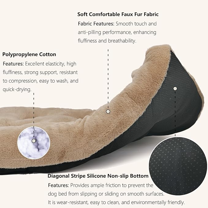 Dog Crate Pad 30x19 Washable for Medium Size Dogs Extra Soft 30 inch Dog Crate Bed for Kennel or Cage with Anti-Slip Bottom Puppy Sleeping Mat Ease Pet Anxiety & Provides The Perfect Sleep