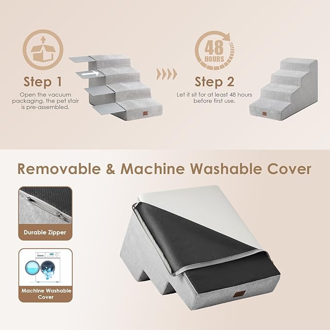 EHEYCIGA Dog Stairs for Small Dog 15.7”H 3-Step Slope