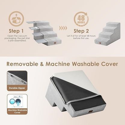 EHEYCIGA Dog Stairs for Small Dog 15.7”H 3-Step Slope
