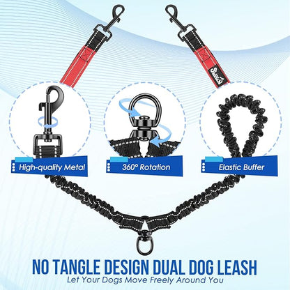 Lukovee Double Dog Leash 360° Swivel