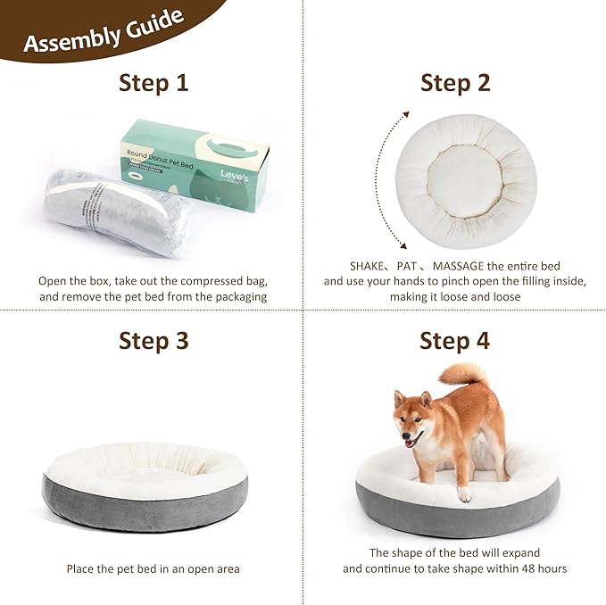 Love's cabin Round Donut Cat and Dog Cushion Bed 25in Pet