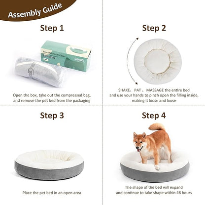 Love's cabin Round Donut Cat and Dog Cushion Bed 25in Pet