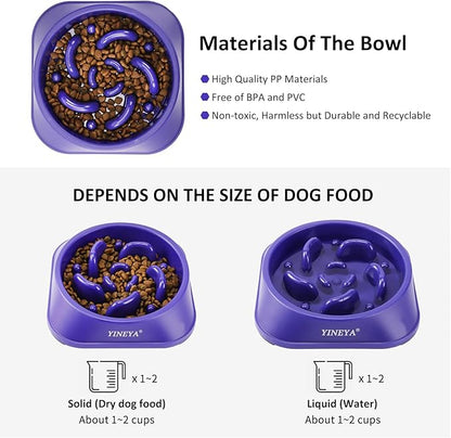 Slow Feeder Dog Bowls Large Breed, Dog Slow Feeder Bowl, Dog Food Bowls Slow Feeder, Dog Bowl Slow Feeder, Dog Bowl That Slow Down Eating(Purple)