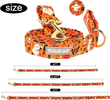 Halloween Dog Leash Durable Handmade Orange Gold Pumpkin 120cm