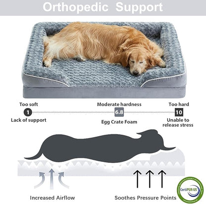 WNPETHOME Dog Beds for Medium Dogs, Washable Dog Bed, Bolster Dog Sofa Bed with Waterproof Lining & Non-Skid Bottom, Orthopedic Egg Foam Dog Couch for Pet Sleeping, Pet Bed for MediumDogs