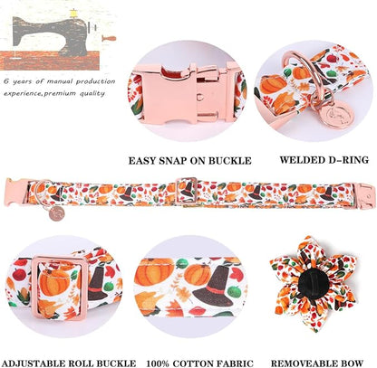 DOGWONG Fall Dog Collar with Bowtie