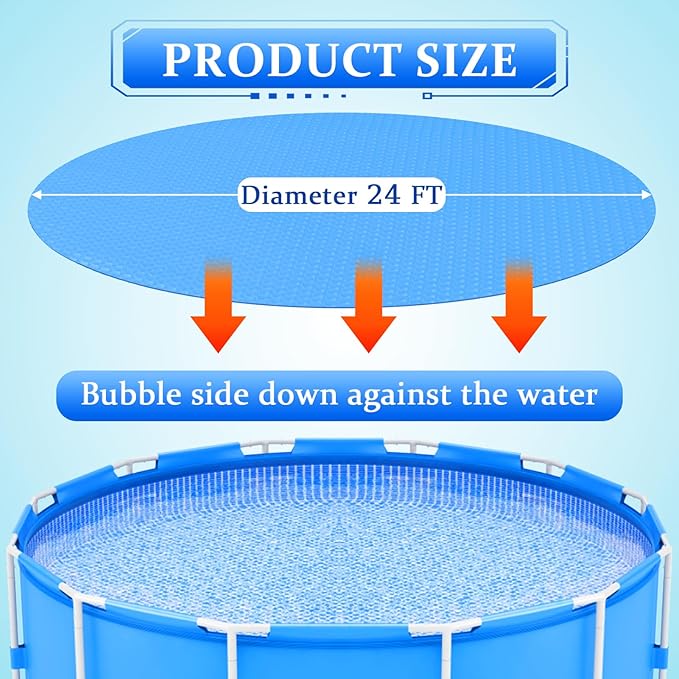 24 Ft Bubble Solar Pool Covers Blankets (24 Foot)