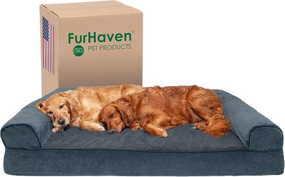Furhaven Orthopedic Dog Bed for Large Dogs w/ Removable Bolsters & Washable Cover 125 lbs