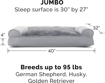 Furhaven Pillow Dog Bed for Large Dogs w/ Removable Bolsters & Washable Cover