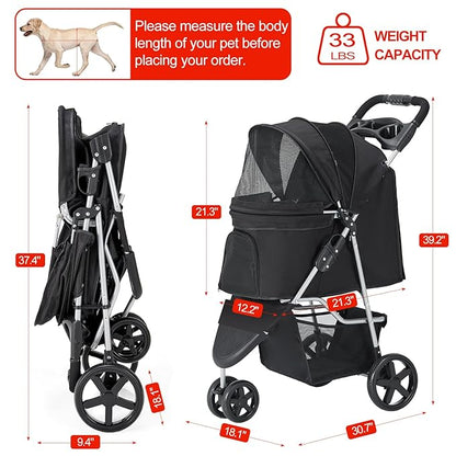 Pet Stroller 3 Wheel,