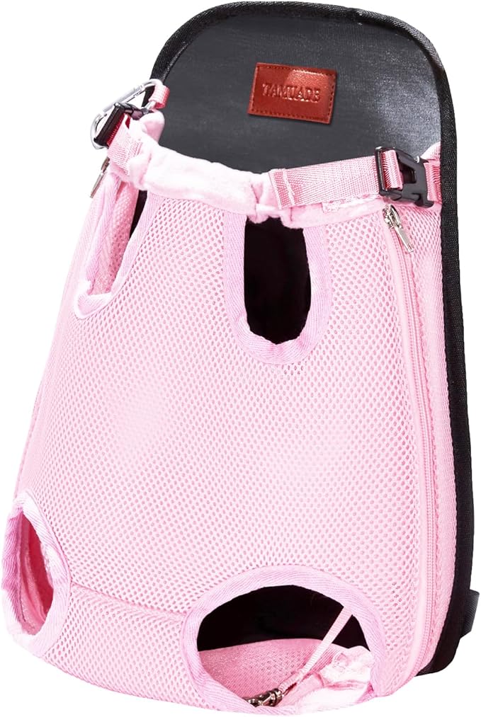 Pet Backpack Carrier for Small Dogs Easy-Fit Dog Backpack Carrier Adjustable Dog Chest Carrier 5-8 Lbs, Pink M