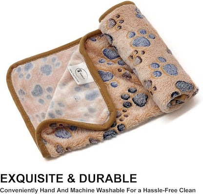 1 Pack 3 Puppy Blankets Super Soft Warm Sleep Mat Paw Print Blanket Fluffy Premium Fleece Pet Blanket Flannel Throw Dog Blankets for Small Dogs Puppy Cat Paw,Large(40"x30")