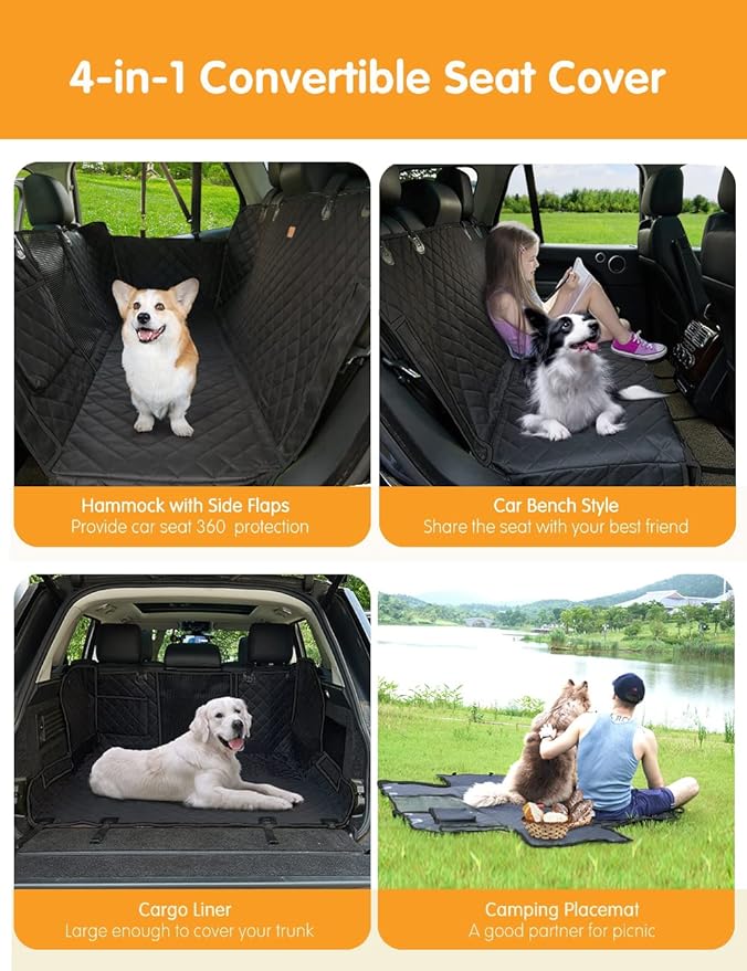 nzonpet 4-in-1 Dog Car Seat Cover 100% Waterproof