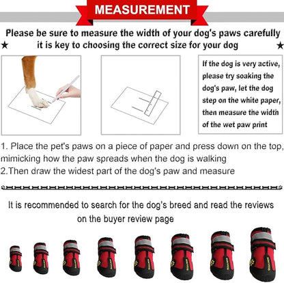 QUMY Dog Shoes for Large Dogs, Medium Dog Boots & Paw Protectors for Winter Snowy Day, Summer Hot Pavement, Waterproof in Rainy Weather, Outdoor Walking, Indoor Hardfloors Anti Slip Sole Red Size 8