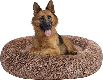 Coohom Oval Calming Donut Cuddler Dog Bed Bed(30"/36"/43") for (L(30"x24"x7"), Camel)