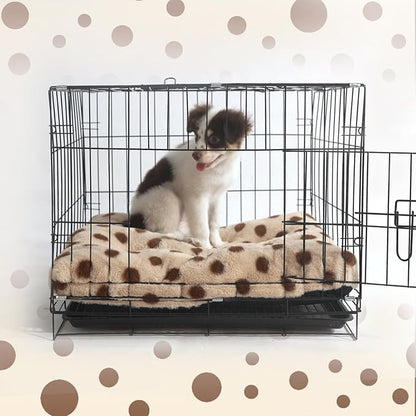 24x18 Dog Bed for Crate Beige with Coffee Spots, Comfortable Dog Crate Mat 24 Inch, Anti-Slip, Washable Small Dog Bed for Crate