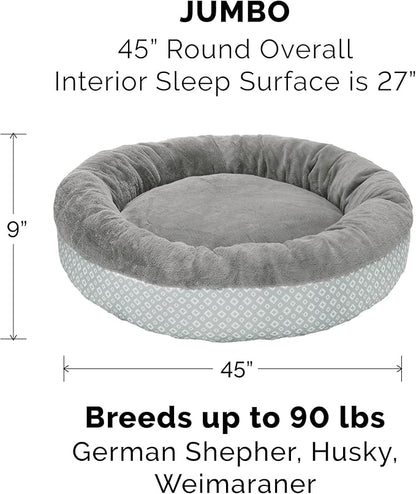 Furhaven 45" Round Donut Dog Bed for Large Dogs 90 lbs 45.0"L x 45.0"W x 9.0"Th