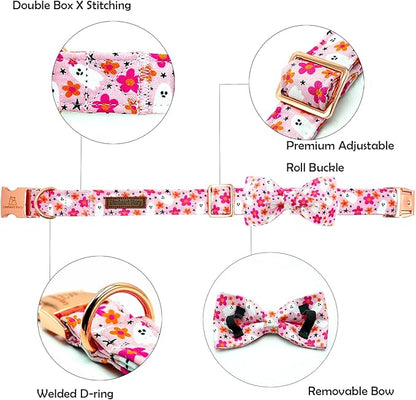 Lionheart glory Halloween Dog Collars, Bowtie Dog Collar Heavy Duty Adjustable Fall Holiday Dog Collar for Small Collar Dog Bow Female or Male Dog Collar Pet Collar Gift