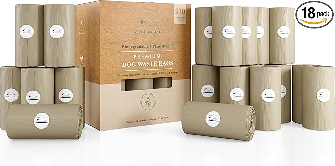 100% Certified Home Compostable and Biodegradable Dog Poop Bags D6400 & 13432 Compliant 270 Bags 18 x