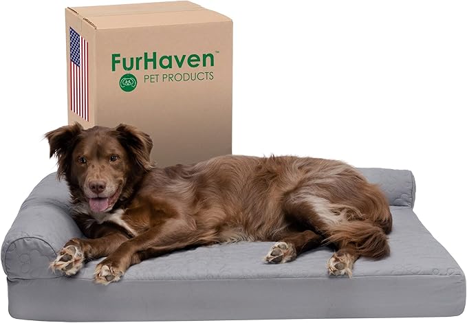 Furhaven Memory Foam Dog Bed for Large Dogs w/ Removable Bolsters & Washable Cover 95 lbs