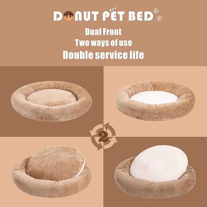 WONDER MIRACLE Fuzzy Deluxe Pet Beds, Super Plush Dog or Cat Beds Ideal for Dog Crates, Machine Wash & Dryer Friendly (24" x 24", Mocha)