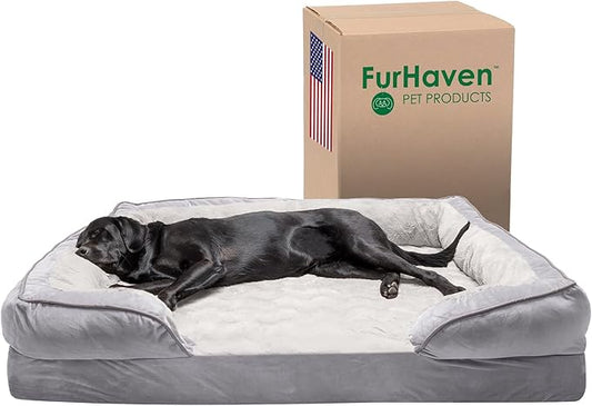 Furhaven Cooling Gel Dog Bed for Large Dogs w/ Removable Bolsters & Washable Cover 125 lbs
