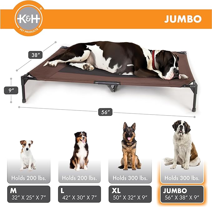 K&H Pet Products Dog Cots Beds for Large Dog- Elevated Outdoor Dog Cot Bed- Raised Dog Hammock Cooling Bed- Washable