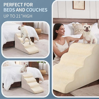 BOMOVA Dog Stairs for Small Dogs 4-Step Dog 2/3/4/5 Steps