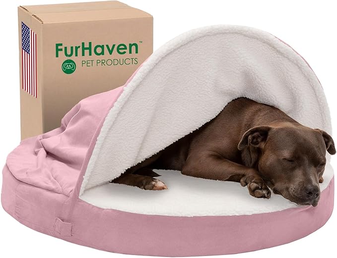 Furhaven 35" Round Cooling Gel Dog Bed for Large/Medium Dogs w/ Removable Washable Cover 50 lbs 35-inch